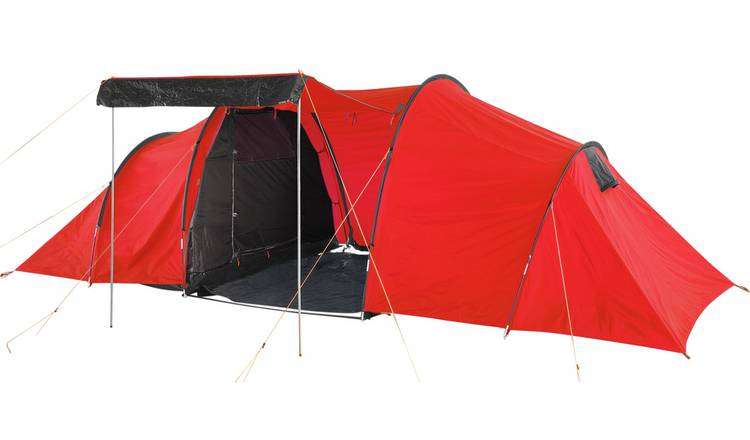 Pro Action 6 Person 3 Room Tunnel Camping Tent - Free Click & Collect