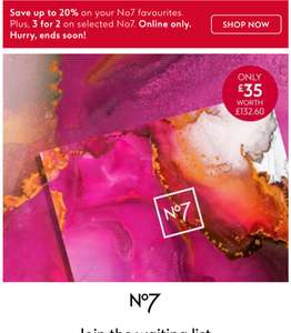 1-day early access to No7's Limited Edition Beauty Vault £35 & chance to win The UK’s Largest Food & Drink Tour tickets online only at Boots