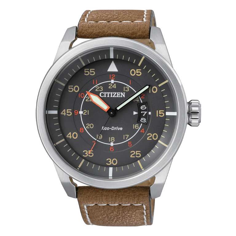 Citizen Gents Eco-Drive Brown Leather Strap WR100 Watch