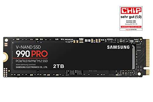 Samsung 990 PRO 2TB PCIe 4.0 (up to 7450 MB/s) NVMe M.2 (2280) Internal Solid State Drive (SSD) - £153.99 @ Amazon