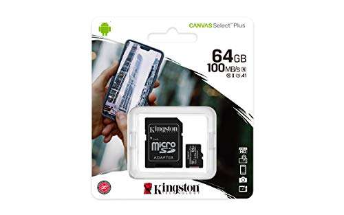 Kingston Canvas Select Plus microSD Card, SD Adapter Included - 64GB - £5.52 / 128GB - £8.88 / 256GB - £19.68 @ amazon