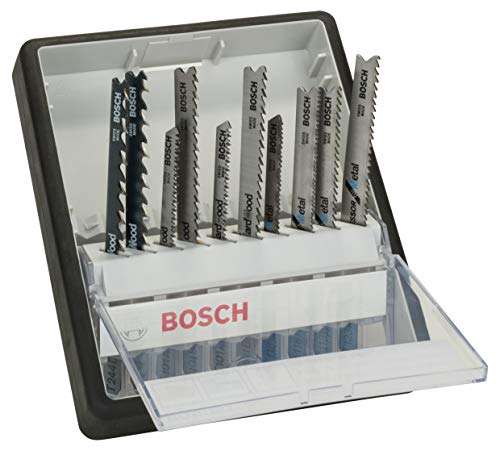 Bosch Professional 10-Piece Robust Line Jigsaw Blade Set (Wood and Metal for Cutting Wood and Metal, Accessories for Jigsaws)