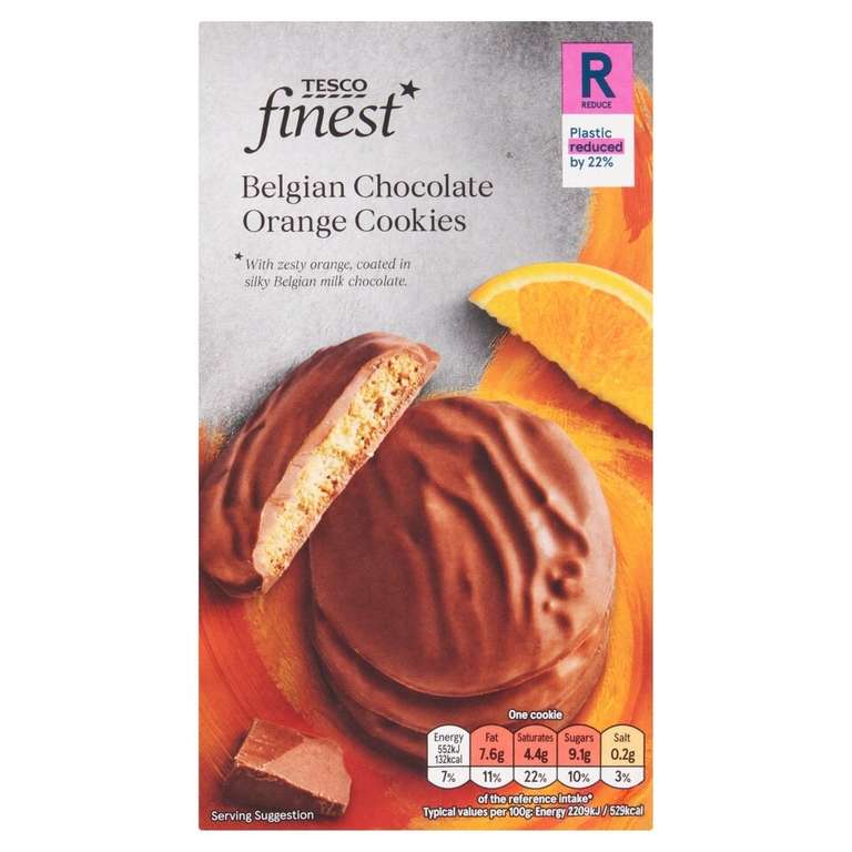 Tesco Finest Belgium Chocolate Orange Cookies 200g Clubcard Price