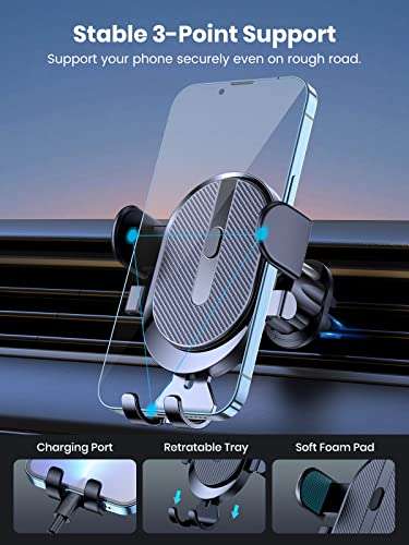 TOPK Car Phone Holder with Hook Clip Air Vent Car Mount 360° Rotation- Sold by TOPKDirect FBA