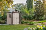 Keter Manor Outdoor Apex Double Door Garden Storage Shed 6 x 5ft Beige Brown Wood effect