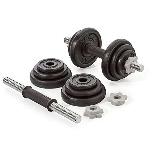 York Fitness 20 kg Cast Iron Spinlock Dumbbell - Adjustable Hand Weights Set (Pack of 2) - Black £39.99 @ Amazon