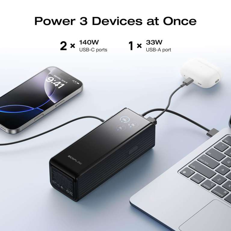 EcoFlow Laptop Power Bank 25000mAh 170W with Dual 140W USB-C Ports ...