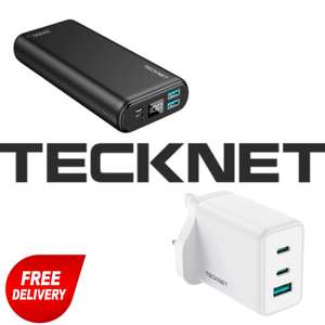 35% Off All Tecknet Products W/code e.g.: 3 Port GaN Type C Fast Charger £16.89 / Power Bank, 20000mAh £18.83