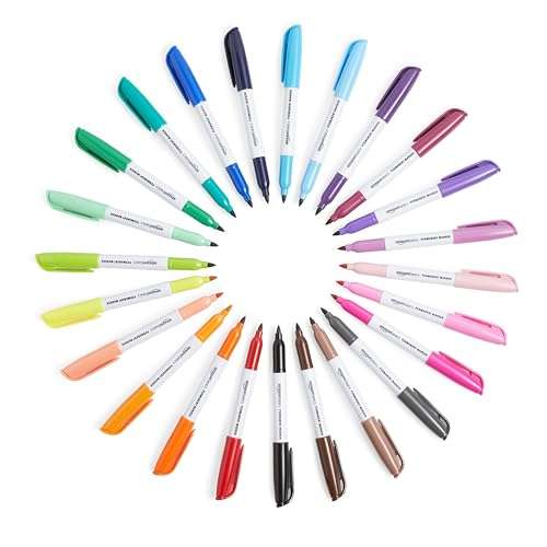 Amazon Basics Permanent Markers, Assorted Colours, 24-Pack