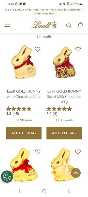Easter sale Upto 70% off. Includes chocolate bunny & mini eggs - minimum order £20.