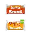 Warburtons English Breakfast Muffins 4pk - 55p / Warburtons Crumpet Thins 8pk - 67p @ Asda