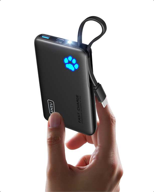 INIU Power Bank, Smaller & Lighter 10000mAh 20W Fast Charging with USB C Cable & Flashlight Portable Charger - Sold by SimpleLife LLC / FBA