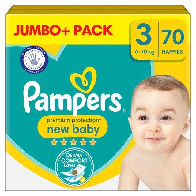 Jumbo+ Size Pack hotukdeals | New Pampers Nappies Baby Protection Premium 1/2/3