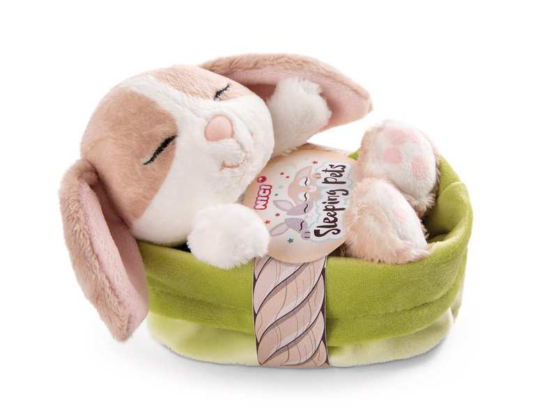 NICI Cuddly Toy Rabbit Cappuccino 12 cm - Soft Plush Toy Cute Plush Toy in Basket