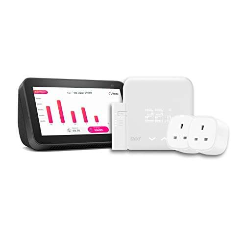 Echo Show 5 (2nd gen, 2021 release) + tado° Smart Thermostat + 2 x Smart Plugs Meross, £175.99 @ Amazon
