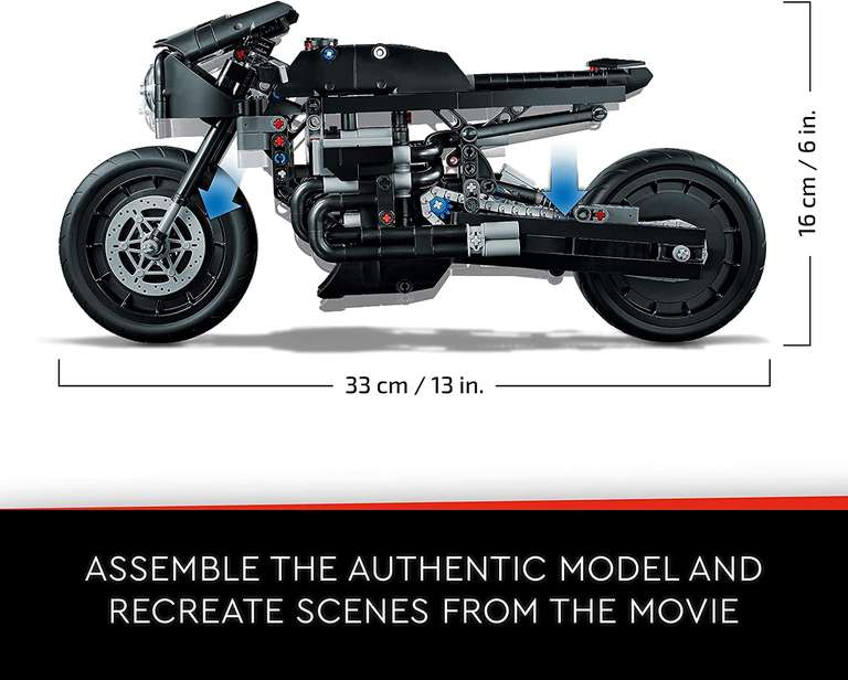 LEGO 42155 Technic THE BATMAN – BATCYCLE Set, Collectible Toy Motorbike, Scale Model Building Kit of the Iconic Super Hero Bike 2022 Movie
