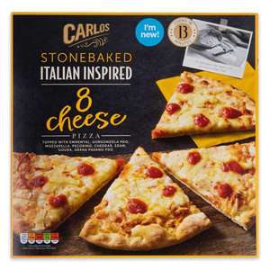 (Carlos Premium Italian Inspired Stonebaked Pizza) - 8 Cheese 381g / Nduja & Grilled Peppers 366g / Pepperoni & Honey 321g Each