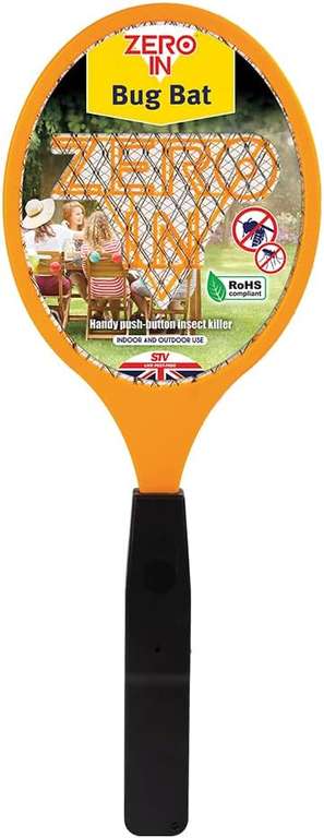 Zero In Bug Bat. Battery Powered. Kills Flying Insects on Contact, Suitable for Indoor and Outdoor Use