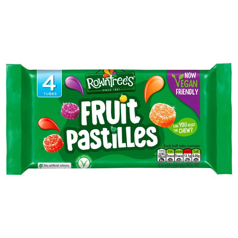 4 pack rowntrees fruit pastilles 49p / 3 pack kinder surprise at Kettering