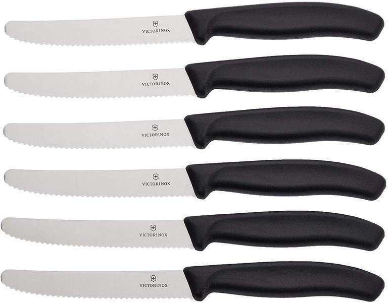 Victorinox 6-Piece Swiss Classic Tomato/Table Knife Set with 11 cm Blade, Stainless Steel, Black, 30 x 5 x 5 cm