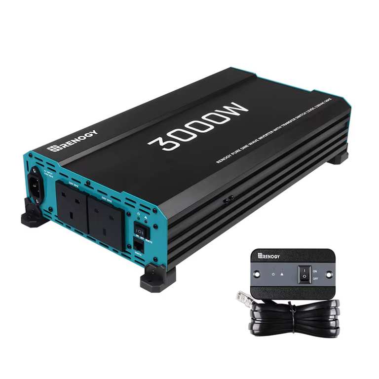 Renogy 3000W 12V to 230V/240V Pure Sine Wave Inverter With UK Standard Socket ( Camping ) w/code@Renogy Store(UK Despatch)