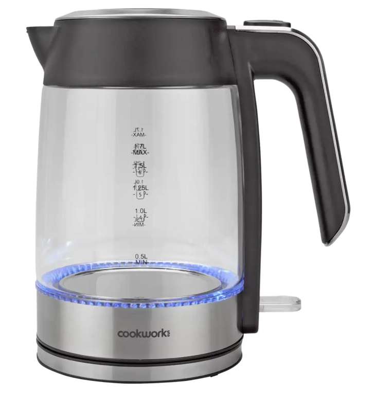 Cookworks Illuminating Glass and Stainless Steel 1.7L Kettle - Free C&C