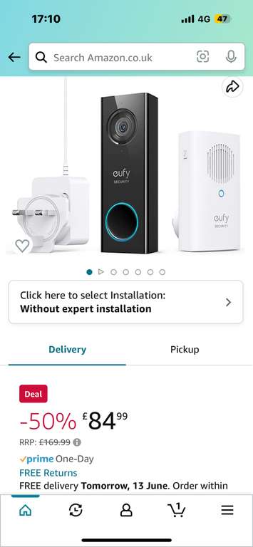eufy 2k Security Wi-Fi Video Doorbell with a plug and chime, No Monthly Fees, Local Storage £84.99 Sold by Ankerdirect Dispatched by Amazon