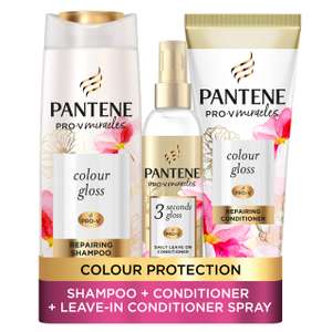 Pantene Colour Shampoo Conditioner Set + Leave-In Conditioner Spray, Transform Damaged Coloured Hair, 400/275 /145ml