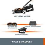 WORX Cordless Lawn Mower with 2 x 20 V Batteries, 34cm, WG779E.2