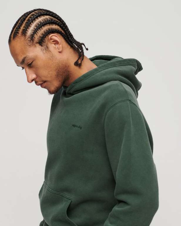 Superdry Mens Vintage Washed Hoodie in Furnace Green - sold by Superdry Store