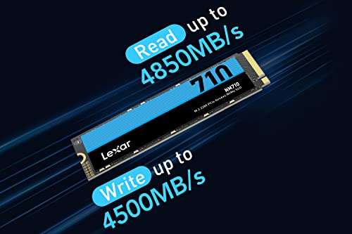 Lexar NM710 2TB SSD, M.2 2280 PCIe Gen4x4 NVMe Internal SSD, Up to 4850MB/s Read