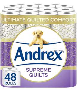 Andrex Supreme Quilts Quilted Toilet Paper - 25% Thicker - 48 Toilet Roll Pack -w/ Voucher (£18.90 with Max S&S & Voucher)