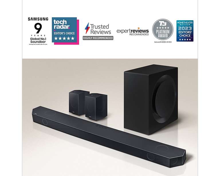 Q990C Q-Series Cinematic Soundbar with Subwoofer and Rear Speakers, W/codes Via App (+£350 Eligible Trade In Credit)