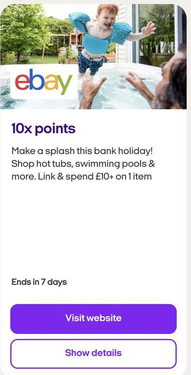 5 or 10 x Nectar Bonus points one item - £10 min spend (selected accounts) @ eBay