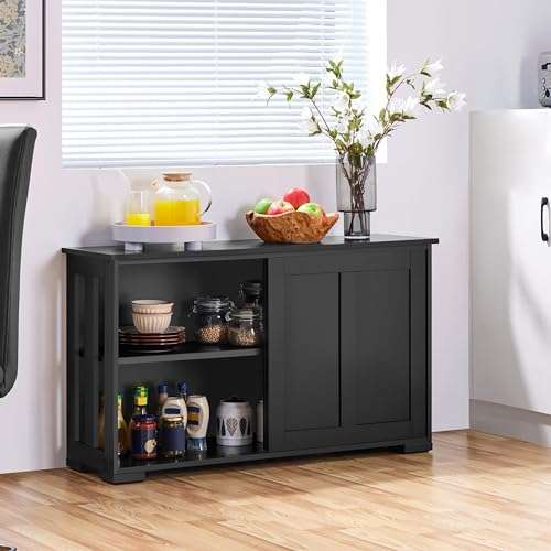 Yaheetech Sideboard Buffet Cabinet Black Stackable Kitchen Storage Cabinet w.voucher Sold by Yaheetech UK