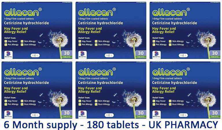 Allacan 6x30 Hayfever Tablets (10mg Cetirizine) - £4.29 delivered @ quickmeds.pharmacy / eBay