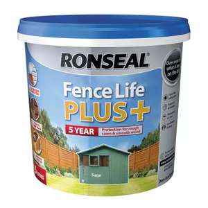 Ronseal Fence Life Plus Sage 5L £7 at Asda