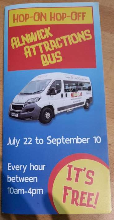Free shuttle bus every hour for Alnwick attractions 22nd July - 3rd September