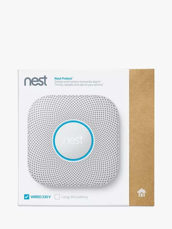 Google Nest Protect, Smoke + Carbon Monoxide Alarm, (Wired or Battery) with 2 years guarantee and Free delivery @ John Lewis & Partners