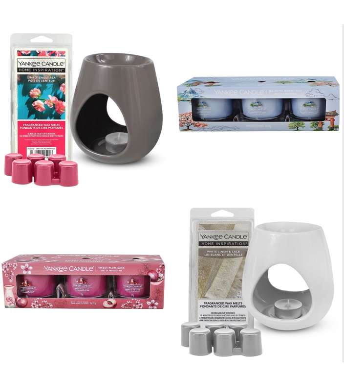 Large Selection of Yankee Candle Votives 3 packs £3.59/ Yankee Candle Wax Melt Ceramic Warmer Kits £6.56 with 10% off + Free Del code stack