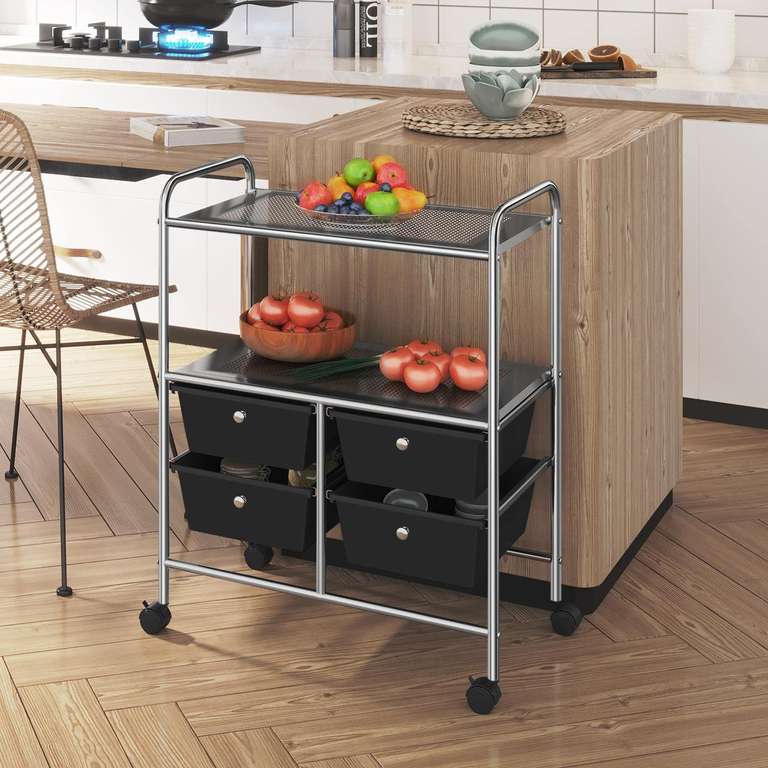 Yaheetech 4 Drawers Storage Trolley with 2 Shelves with voucher sold FB Yaheetech