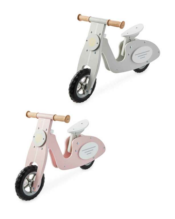Wooden Balance Bike Scooter - Grey or Pink - £19.99 (+ £2.95 P&P) @ Aldi Online