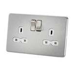 Knightsbridge SFR9000BCW Screwless 13A 2G Dp Switched Socket-Brushed Chrome with White Insert (Pack of 2)