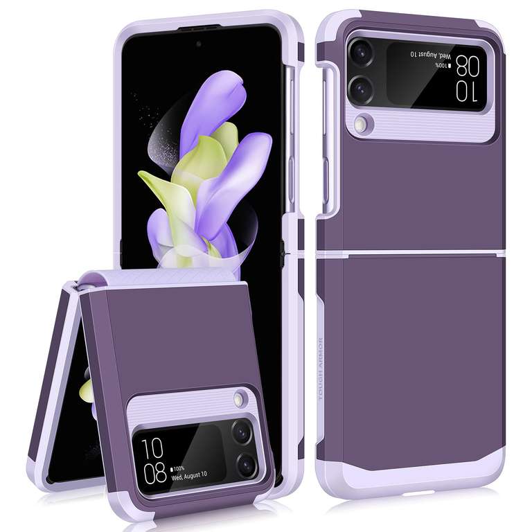 Samsung Z Flip 4 CASE, Hinge Protection Dual Layer Hard PC Soft TPU (Purple) With Voucher Sold By Coolden UK / FBA
