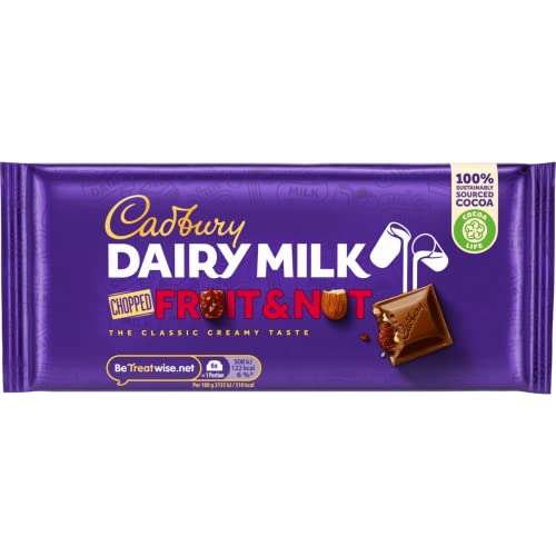4 x Cadbury Dairy Milk Fruit and Nut Chocolate Bar, 95g. Christmas, Stocking Filling - 85p each - (min order 4) @ Amazon