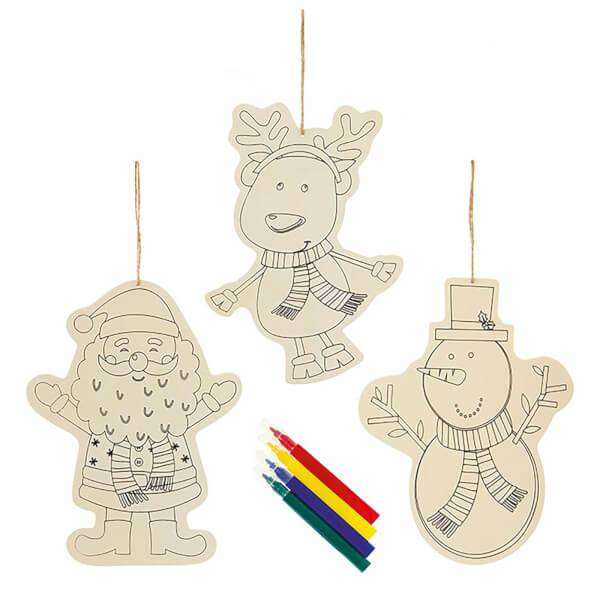 Wooden colour in christmas tree decorations 3 pack free click and collect £2 @ Homebase