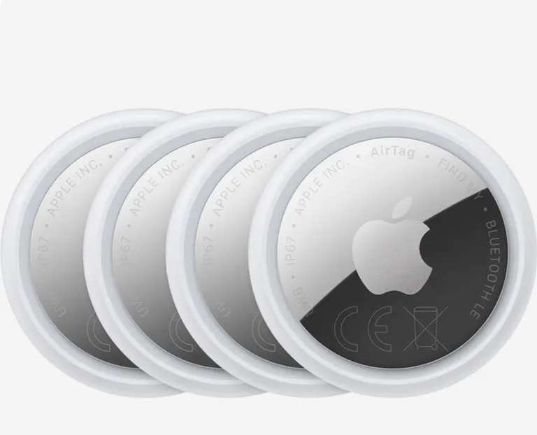Apple AirTag 4 pack (2nd generation) - Tracker for Keychain, Wallet and More - w/coupon