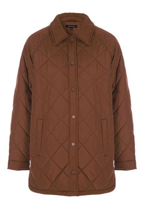 Womens Dark Tan Quilted Jacket