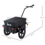 HOMCOM Bicycle Trailer Cargo Jogger Luggage Storage Stroller with Towing Bar - Black - Discount At Checkout - Sold & Dispatched By MHSTAR
