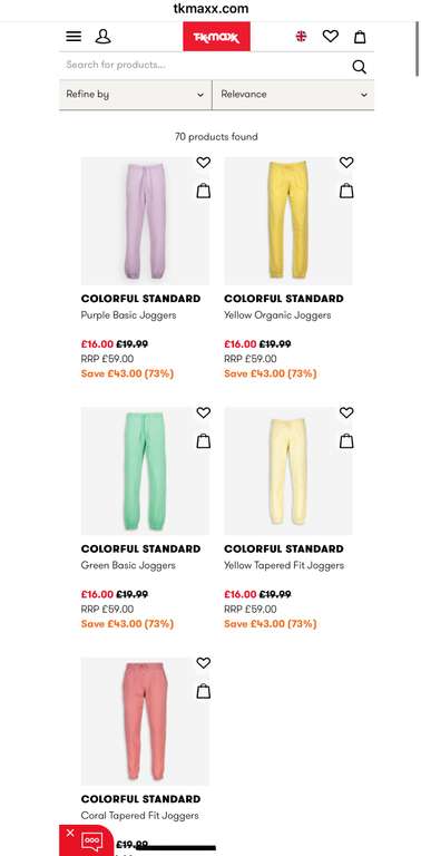 Colorful Standard Joggers sizes XS - XXL in stock + £1.99 C&C